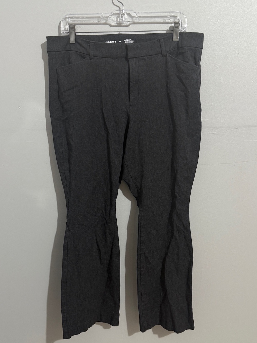 Old Navy Pixie Flare Pants Womens 16 Dark Gray High Rise Stretch Work Trouser